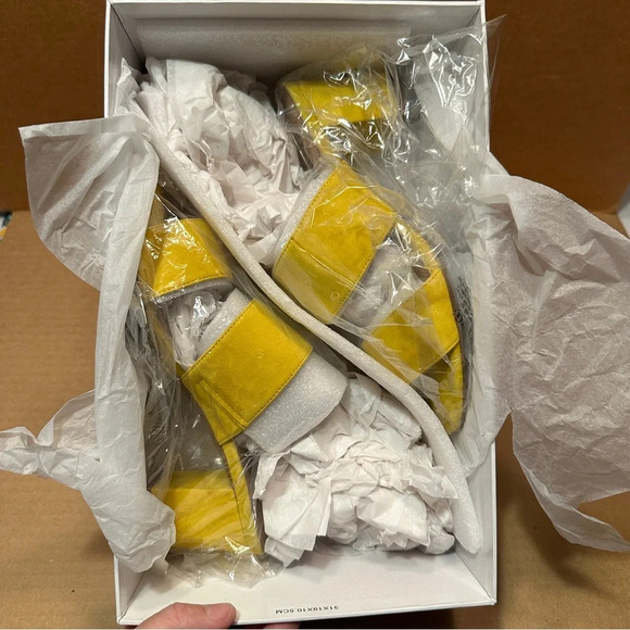 Footnotes Milos block heel sandals in bright yellow. Size 7. New in box. - Picture 2 of 14